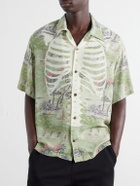 KAPITAL - Aloha Convertible-Collar Printed Woven Shirt - Green