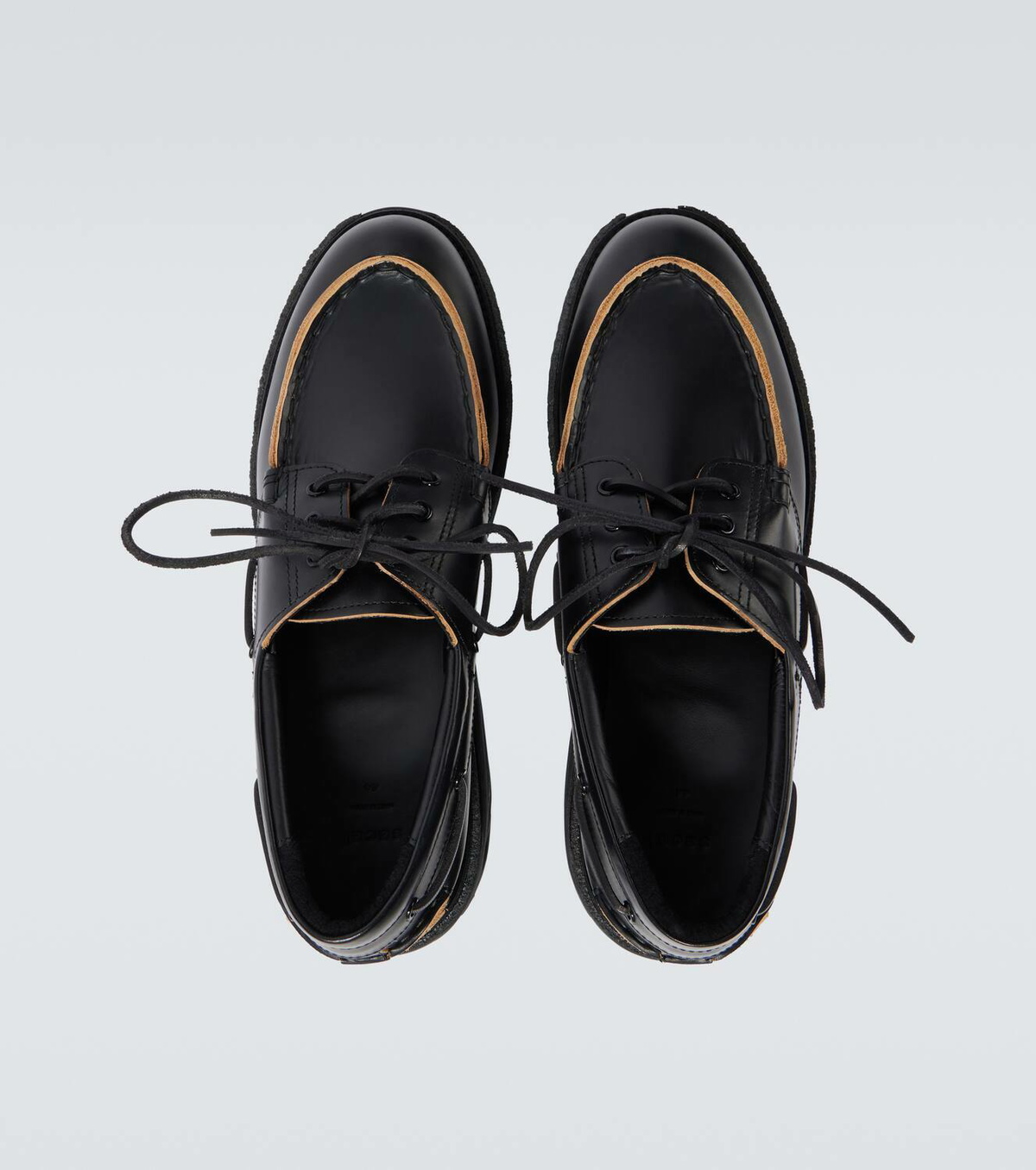 Black Leather Oxfords by sacai on Sale