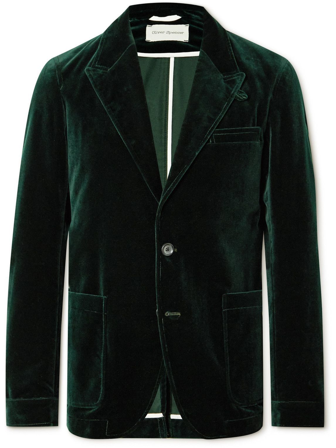 Oliver Spencer - Finsbury Slim-Fit Cotton-Velvet Suit Jacket - Green ...