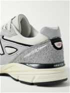 New Balance - 990v4 Leather-Trimmed Suede and Mesh Sneakers - Gray