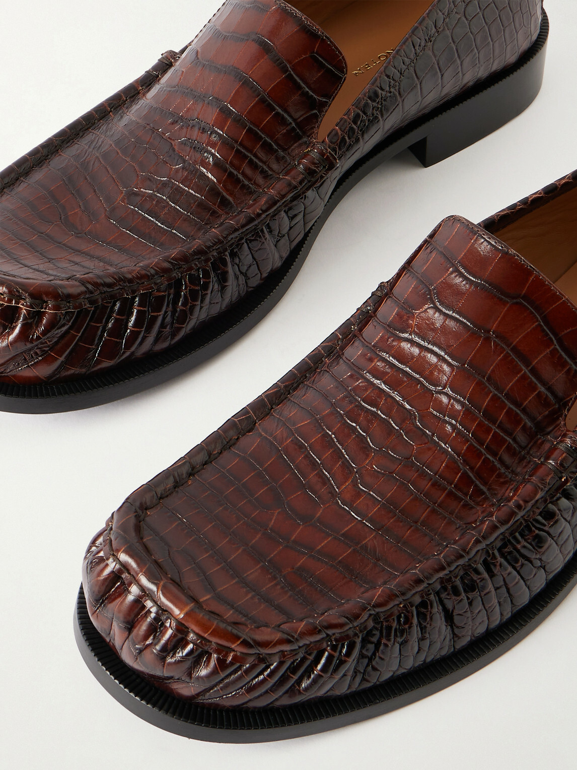 Dries Van Noten - Croc-Effect Leather Loafers - Brown