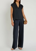Vince Colette Wide-leg Satin Trousers Navy
