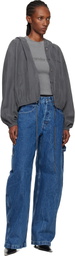 Alexander Wang Gray Cropped Silk Hoodie