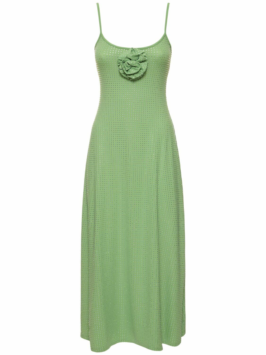 WEWOREWHAT Embellished Midi Dress with Rose