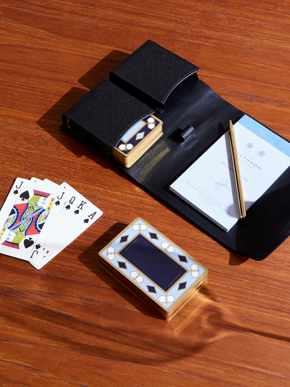 Smythson - Cross-Grain Leather Card Case - Blue