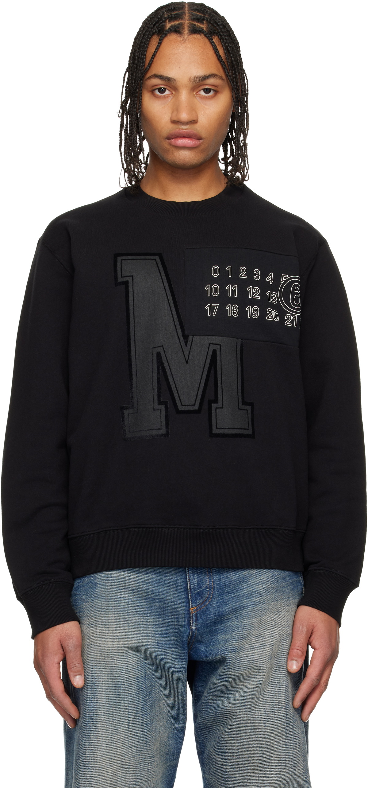 MM6 Maison Margiela Black Printed-Logo Sweatshirt