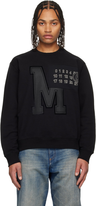 Photo: MM6 Maison Margiela Black Printed-Logo Sweatshirt