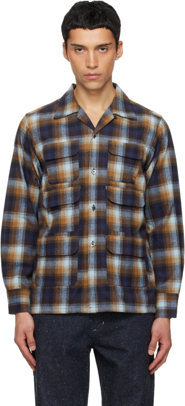 Photo: South2 West8 Navy & Brown 6 Pocket Shirt