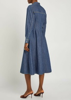 Veronica Beard Arcadia Pintuck Denim Midi Dress Blue