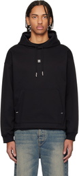 Hugo Black Relaxed Fit Stacked-Logo Hoodie