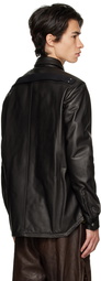 Rick Owens Black Padded Leather Jacket