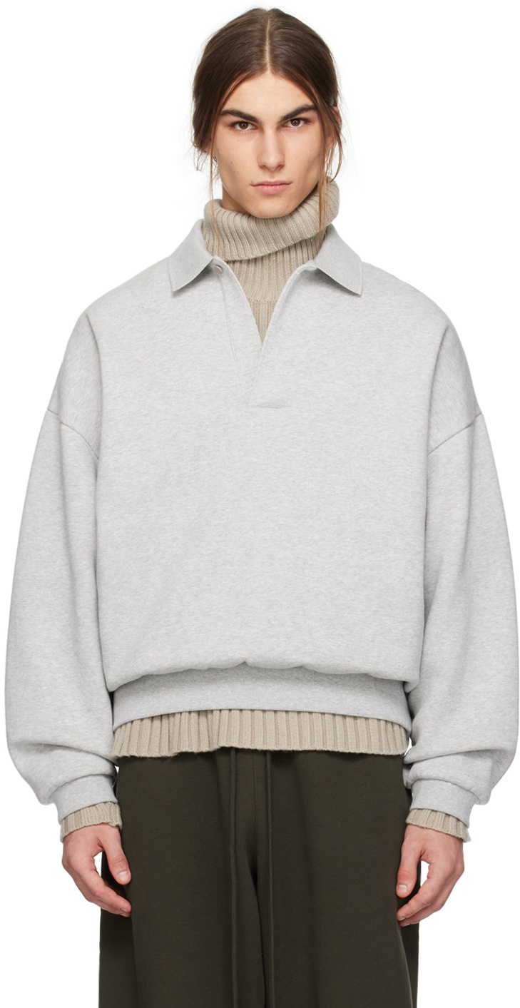 Photo: Fear of God ESSENTIALS Gray Bonded Polo