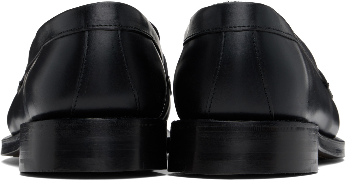 Drake's Black Leather Charles Goodyear Welted Penny Loafers