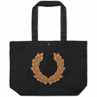Fred Perry Men's Laurel Wreath Canvas Tote Bag in Black/Warm Stone 