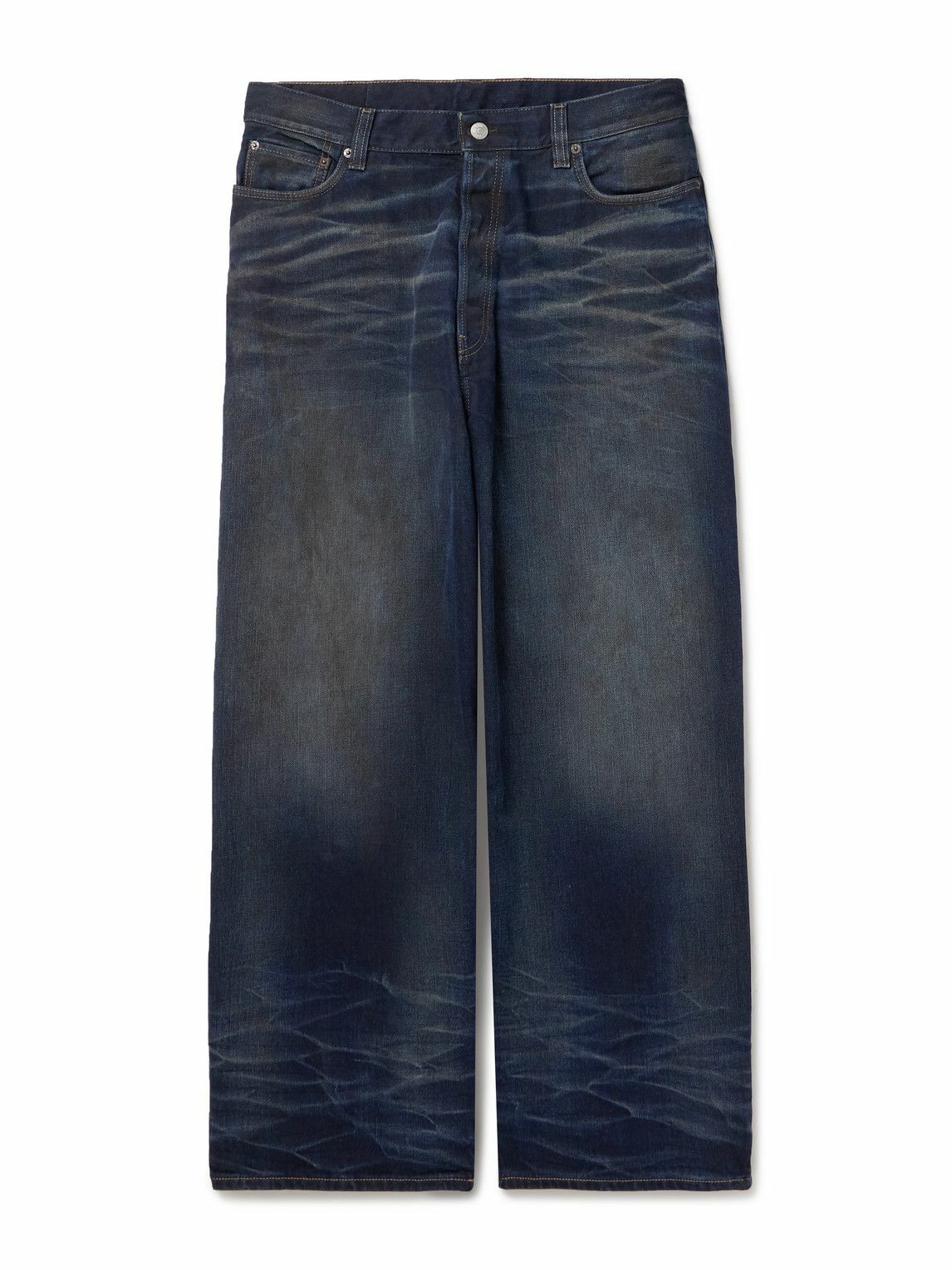 Acne Studios - 2023M Wide-Leg Leather-Trimmed Jeans - Blue Acne