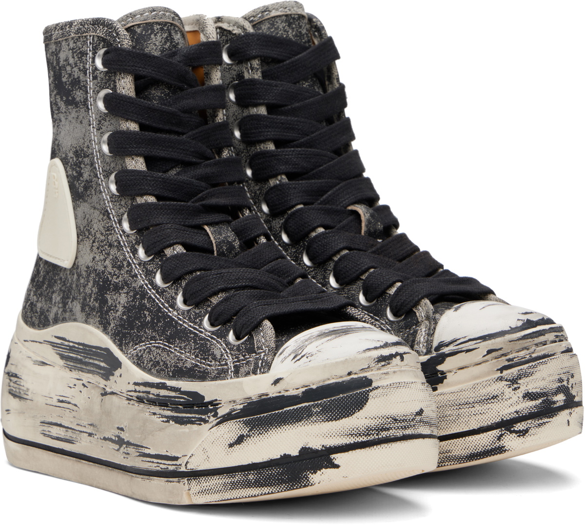 R13 Gray & Black Distressed Tall Kurt Sneakers