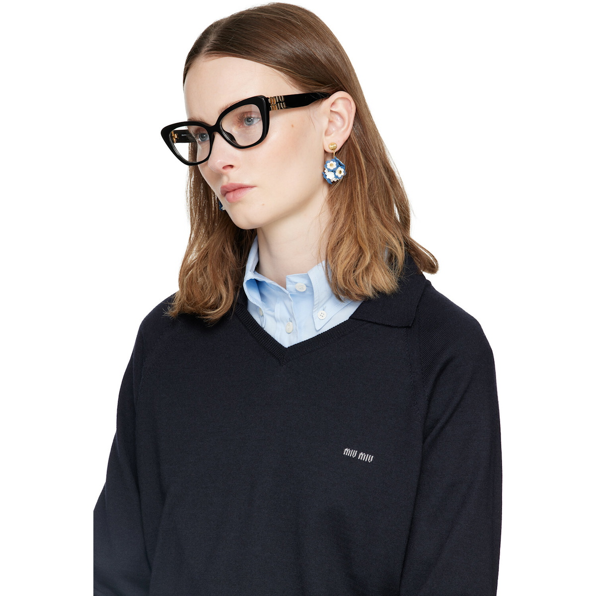 Miu Miu Eyewear Black Cateye Glasses