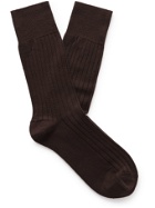 BOTTEGA VENETA - Ribbed Wool Socks - Brown
