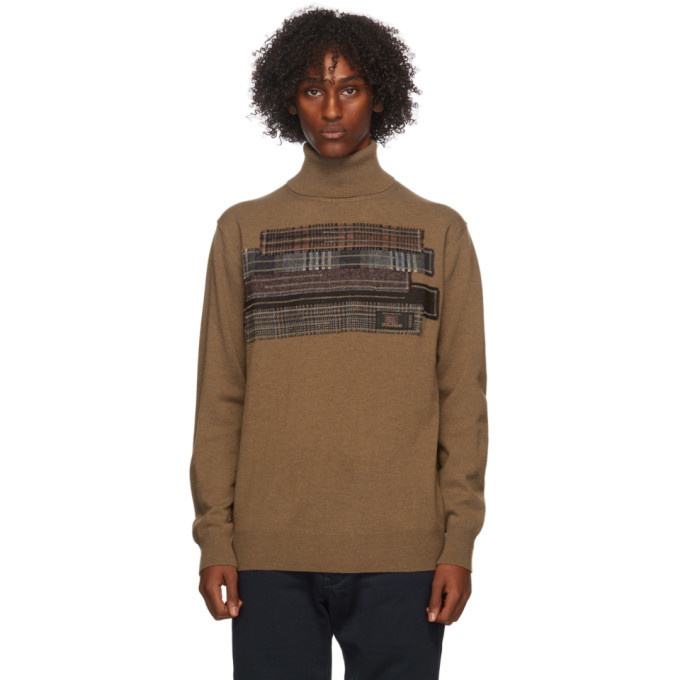 Photo: Junya Watanabe Tan Wool Patchwork Turtleneck