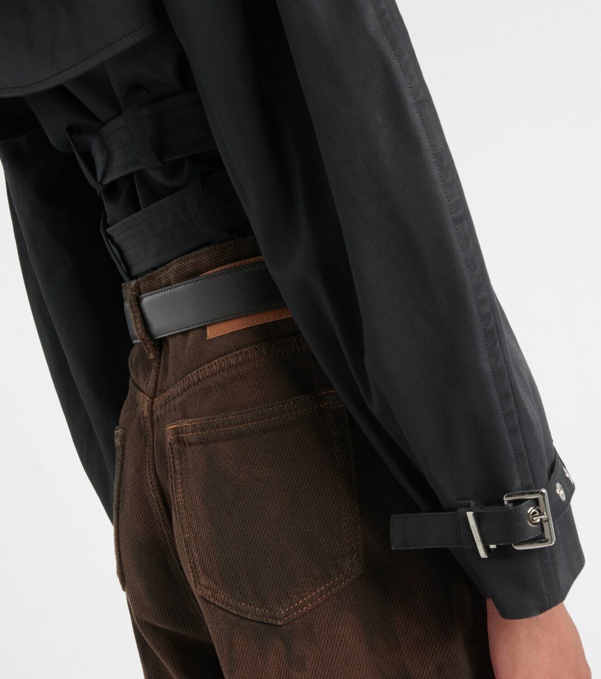 Ganni Belted cropped cotton jacket