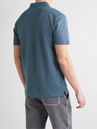 Sunspel - Riviera Slim-Fit Cotton-Mesh Polo Shirt - Blue