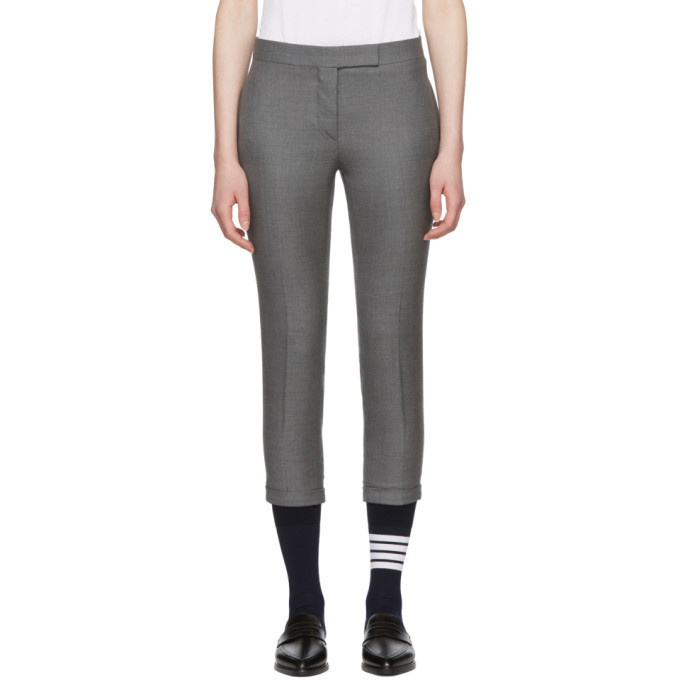 Photo: Thom Browne Grey Low-Rise Skinny Trousers