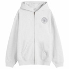 Sporty & Rich Men's Connecticut Crest Zip Hoodie in Heather Grey/Navy