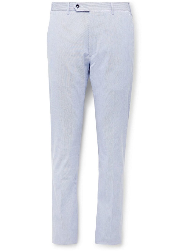 Photo: ZANELLA - Slim-Fit Striped Cotton-Blend Trousers - Blue