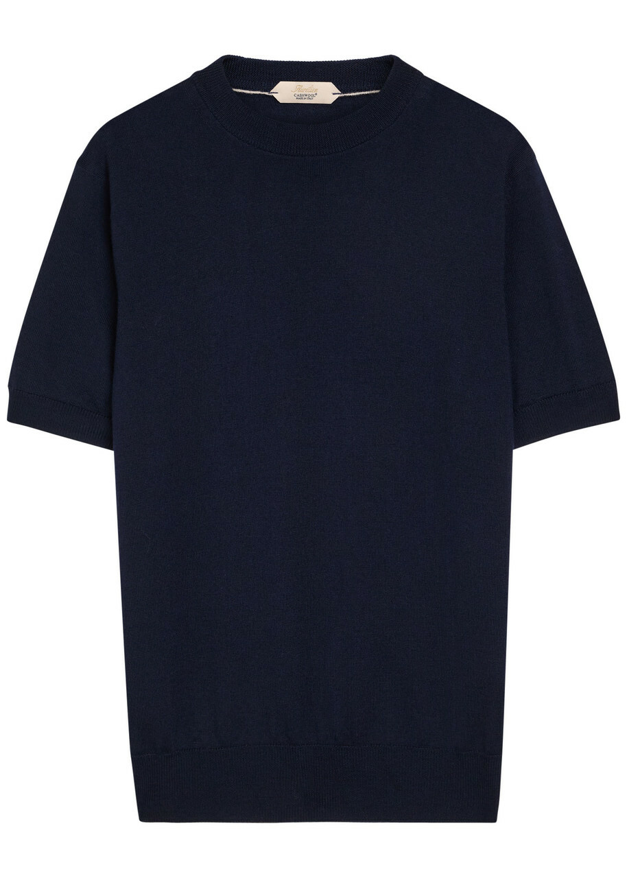 Aurélien Knit Merino Wool T-shirt Navy