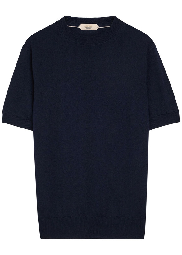 Photo: Aurélien Knit Merino Wool T-shirt Navy