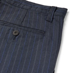 Junya Watanabe - Garment-Dyed Pinstriped Woven Suit Trousers - Blue