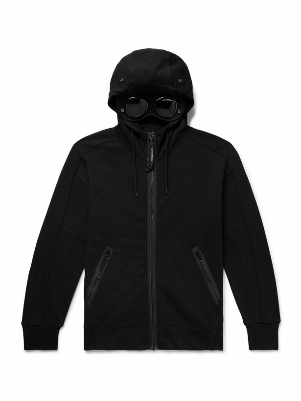 Photo: C.P. Company - Goggle Logo-Appliquéd Cotton-Jersey Zip-Up Hoodie - Black