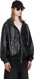 Dsquared2 Black Zipped Hoodie Faux-Leather Jacket