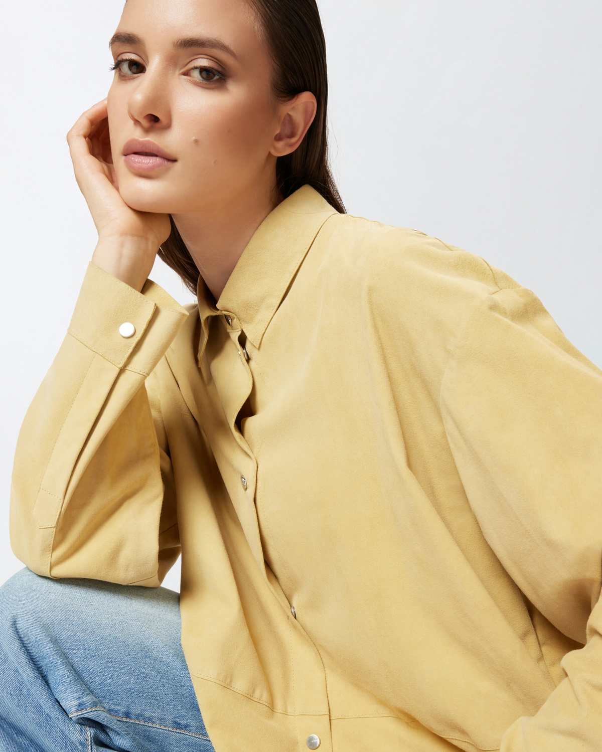 Pinko Suede Shacket Rattan Yellow Pinko