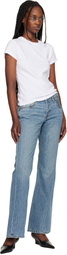 Re/Done Blue Twisted Mid Rise Bootcut Jeans