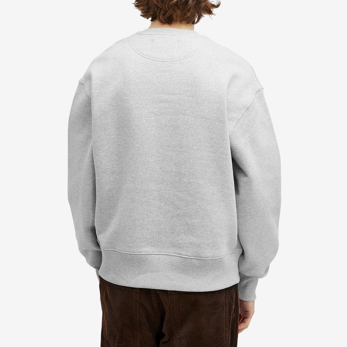 Café Mountain Men's Embroidered Script Crew Sweatshirt in Grey