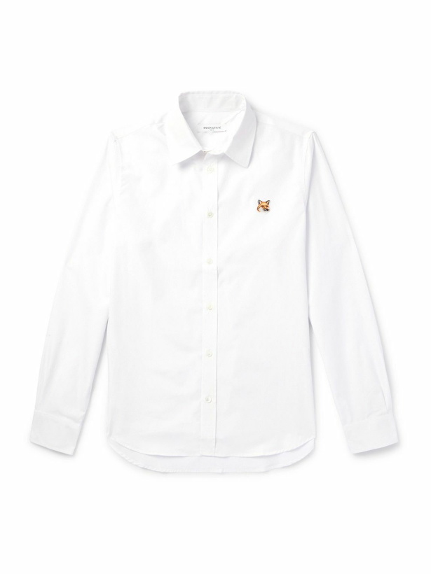 Photo: Maison Kitsuné - Logo-Appliquèd Cotton-Poplin Shirt - White