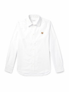 Maison Kitsuné - Logo-Appliquèd Cotton-Poplin Shirt - White