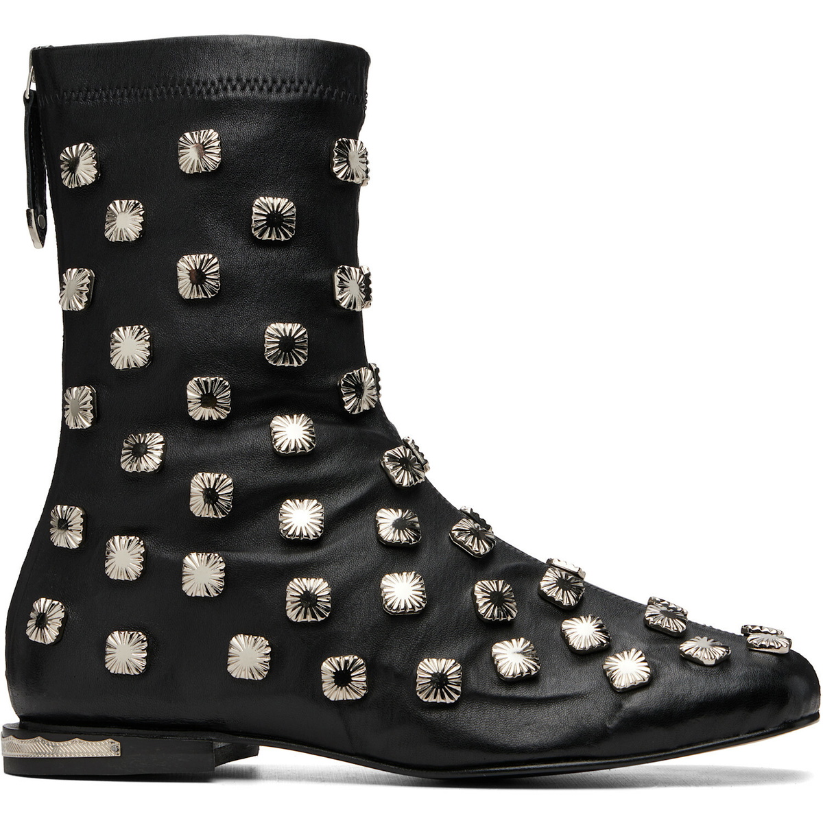 Toga Virilis Black Stretch Leather Chelsea Boots