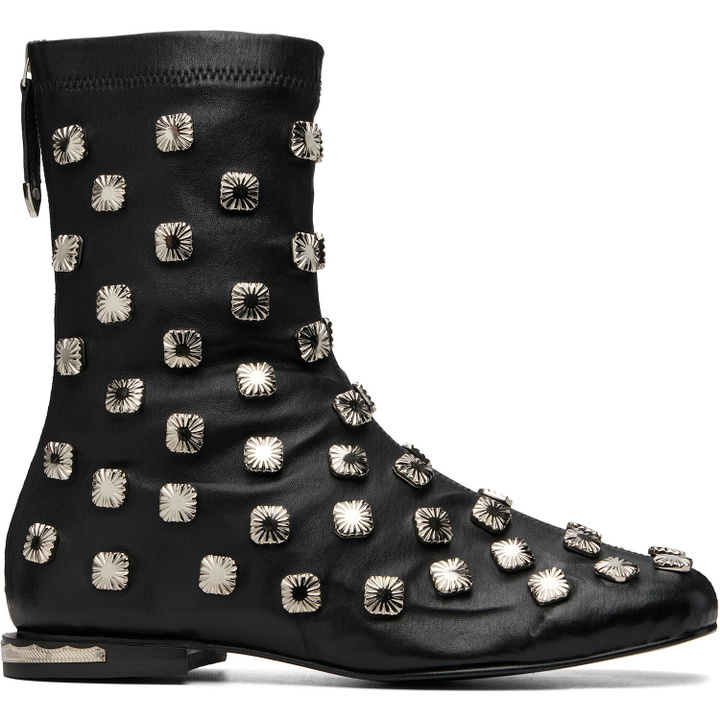 Photo: Toga Virilis Black Stretch Leather Chelsea Boots