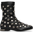 Toga Virilis Black Stretch Leather Chelsea Boots