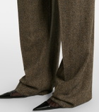 Saint Laurent Herringbone wool-blend wide-leg pants