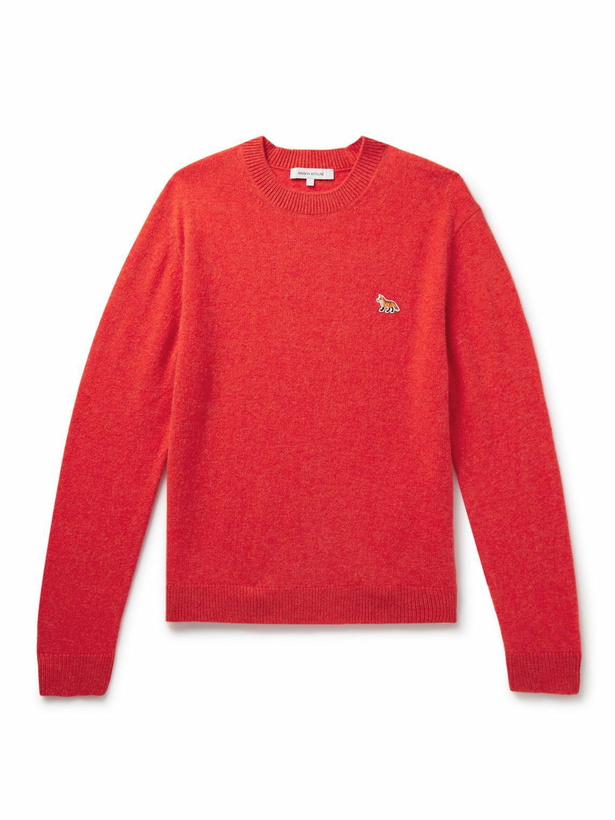 Photo: Maison Kitsuné - Logo-Appliquéd Wool Sweater - Red