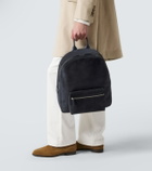 Kiton Leather-trimmed suede backpack