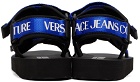 Versace Jeans Couture Black & Blue Fondo Strap Sandals