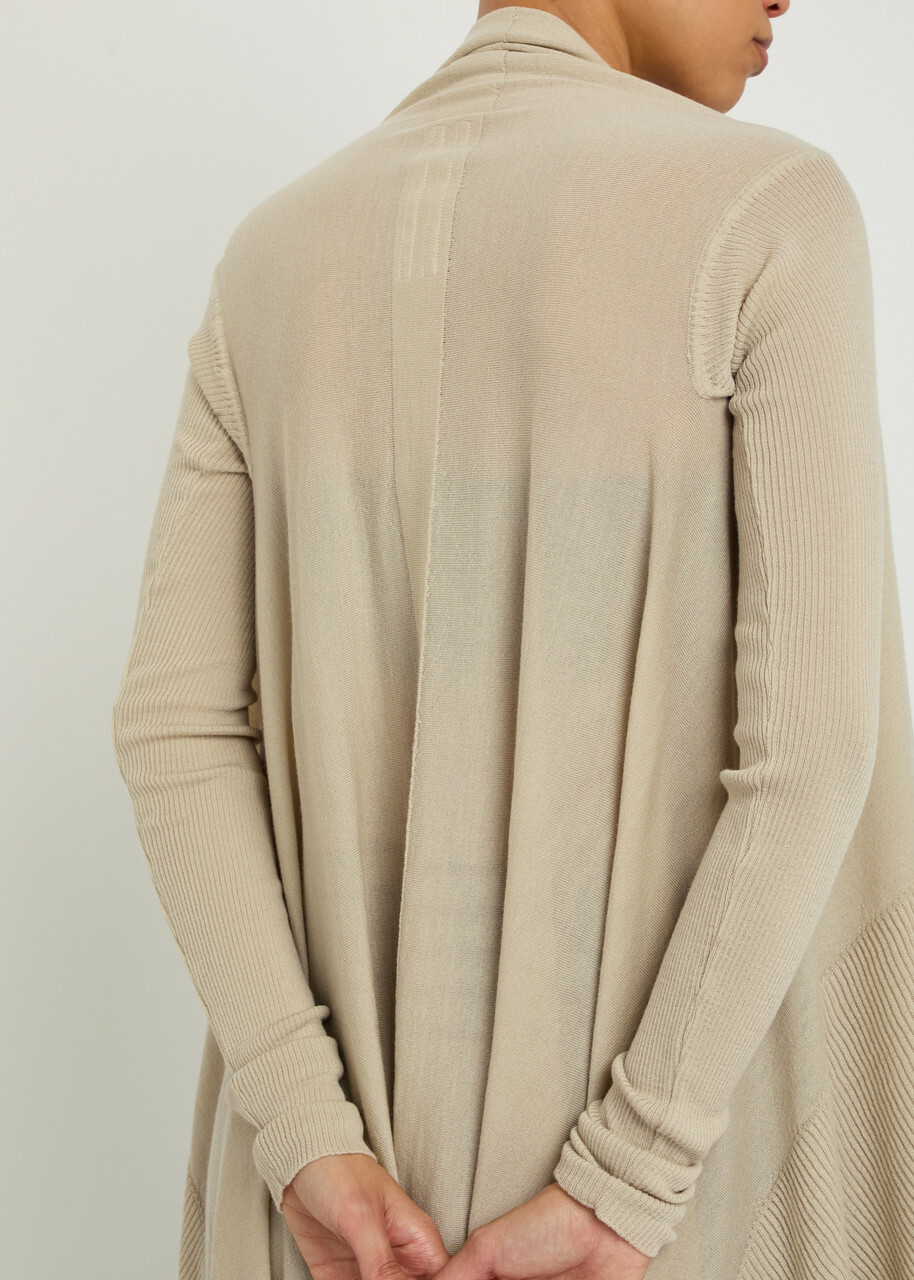Rick Owens Asymmetric Wool Cardigan Sand