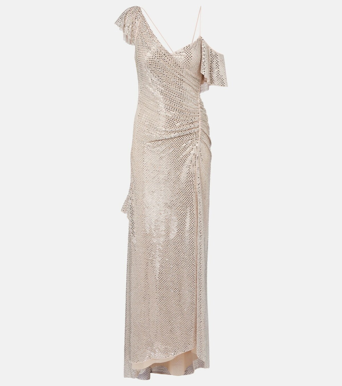 Self-Portrait Draped rhinestone-embellished maxi dress