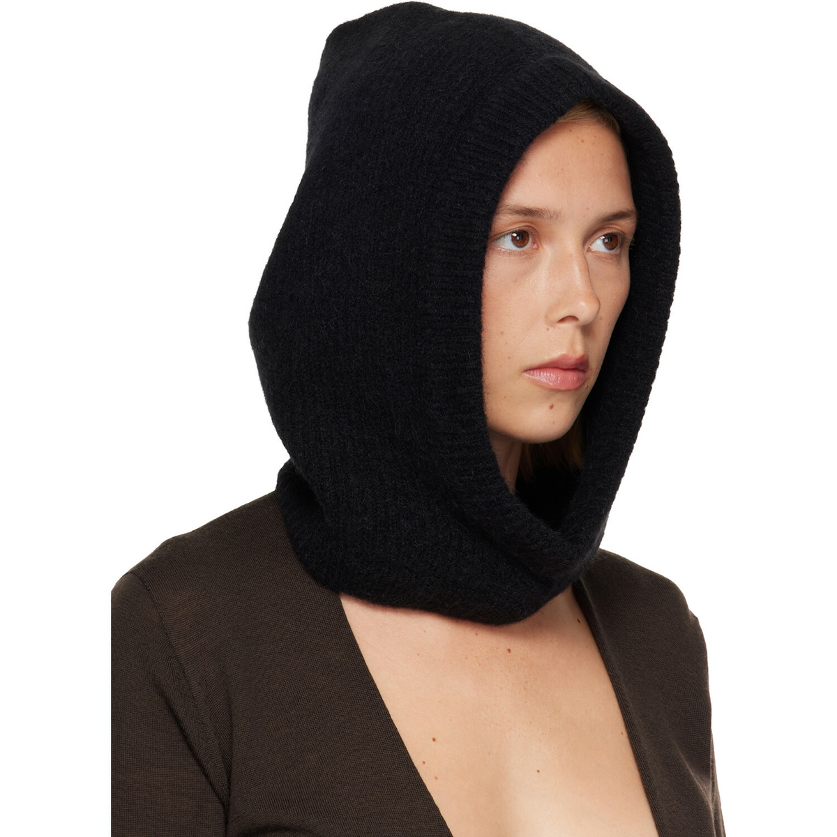 Rick Owens Black Tower Alpaca Knit Hood