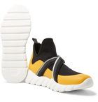 Fendi - Leather-Trimmed Stretch-Knit Slip-On High-Top Sneakers - Black