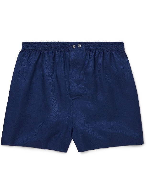Photo: Zimmerli - Silk-Jacquard Boxer Shorts - Blue